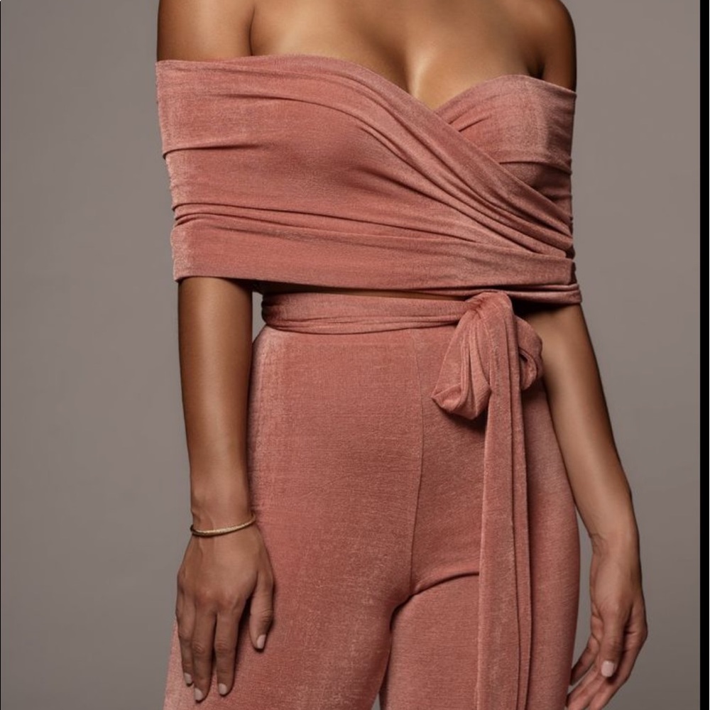 JLUXLABEL rose colored jumpsuit, you can wear it in different ways! worn once